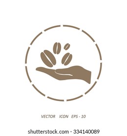 hand and coffee bean icon