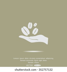 hand and coffee bean icon