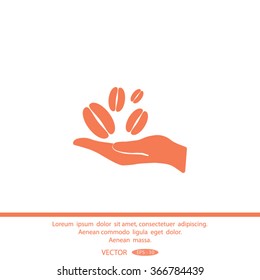 hand and coffee bean icon