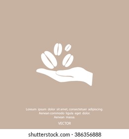 hand and coffee bean icon