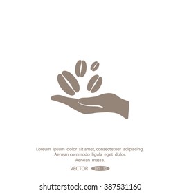 hand and coffee bean icon