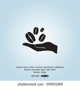 hand and coffee bean icon