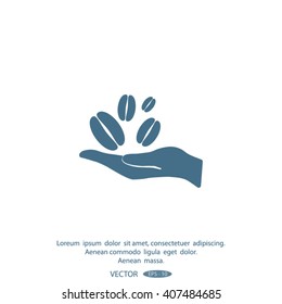 hand and coffee bean icon