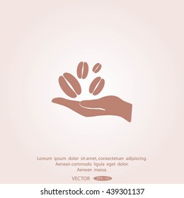 hand and coffee bean icon