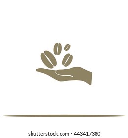 hand and coffee bean icon
