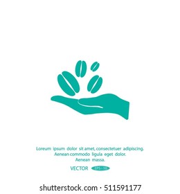 hand and coffee bean icon