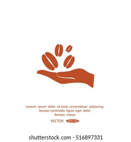 hand and coffee bean icon