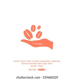 hand and coffee bean icon