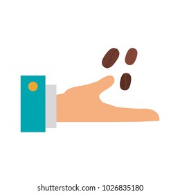 Hand with coffee beans