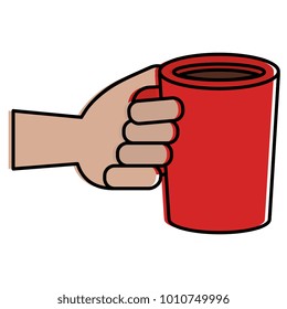 hand with coffee cup drink icon
