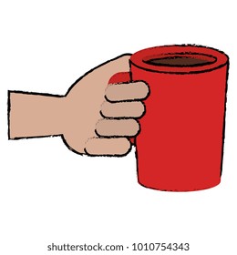 hand with coffee cup drink icon