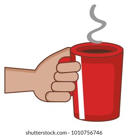 hand with coffee cup drink icon