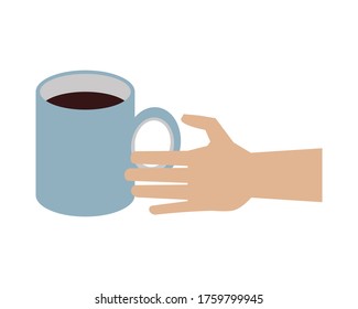 hand with coffee cup drink vector illustration design