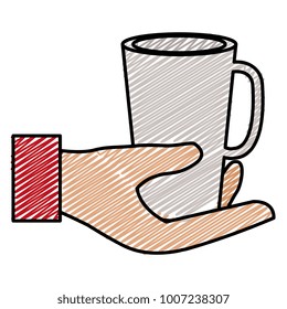 hand with coffee cup hot icon