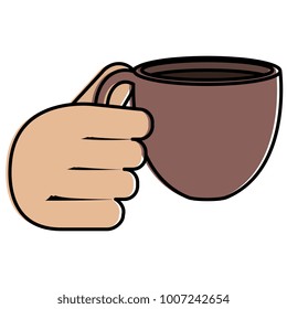 hand with coffee cup hot icon