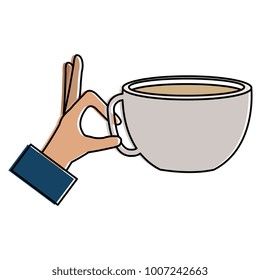 hand with coffee cup hot icon