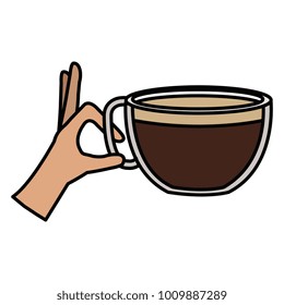 hand with coffee cup hot icon
