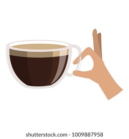 hand with coffee cup hot icon