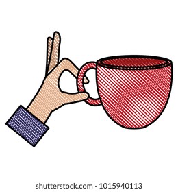 hand with coffee cup hot icon