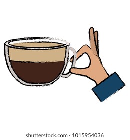 hand with coffee cup hot icon