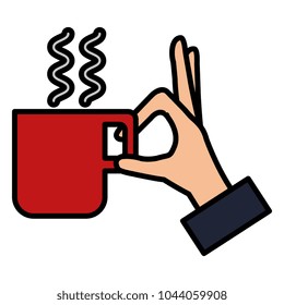 hand with coffee cup isolated icon