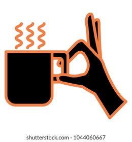 hand with coffee cup isolated icon