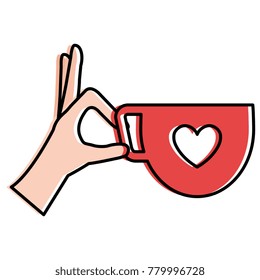 hand with coffee cup isolated icon