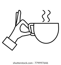 hand with coffee cup isolated icon