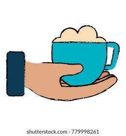hand with coffee cup isolated icon
