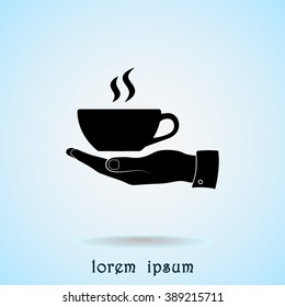 Hand Coffee Cup Sign Icon Vector Stock Vector (Royalty Free) 382381258 ...