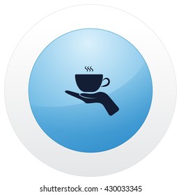 Hand with coffee cup sign icon, vector illustration. Flat design style