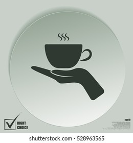 Hand with coffee cup sign icon, vector illustration. Flat design style