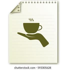 Hand with coffee cup sign icon, vector illustration. Flat design style