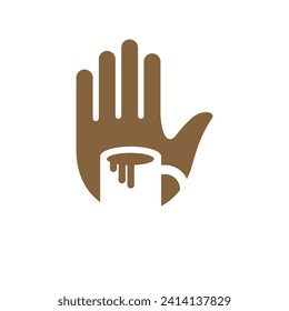 Hand with coffee design logo template illustration