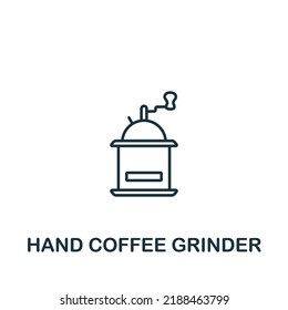 Hand Coffee Grinder icon. Monochrome simple Drinks icon for templates, web design and infographics