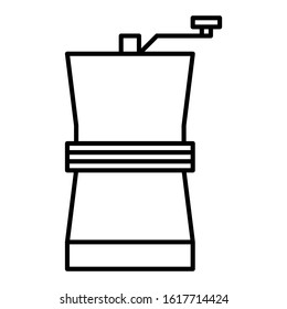 Hand Coffee Grinder Icon Symbol. Outline Style