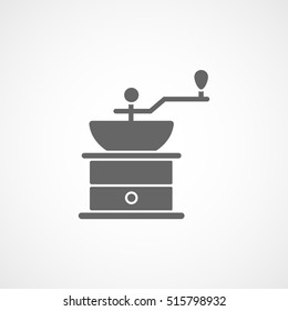 Hand Coffee Mill Flat Icon On White Background