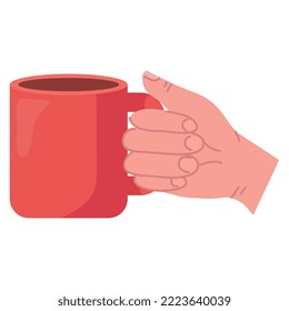 hand with coffee mug icon