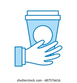 hand with coffee plastic cup icon