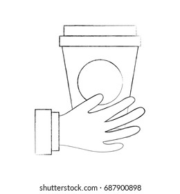 hand with coffee plastic cup icon