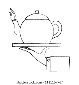 hand with coffee teapot isolated icon