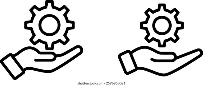 "Hand Cog Gear Icon Representing Mechanism, Automation, and Technology"