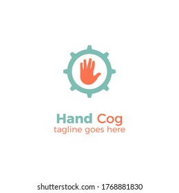 hand cog logo design vector illustration