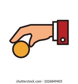 Hand with coin
