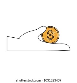 Hand with coin