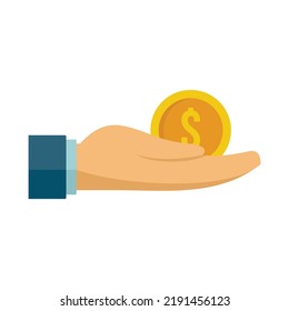 Icono de soborno de moneda manual. Icono de vector de soborno de moneda de mano aislado en fondo blanco