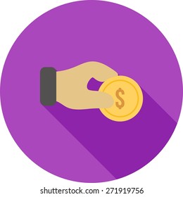 Hand, coin, currency icon vector image. Can also be used for banking, finance, business. Suitable for web apps, mobile apps and print media.