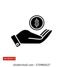 
hand and coin design, flat style. the theme of keeping money.