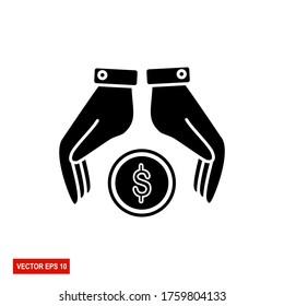 
hand and coin design, flat style. the theme of keeping money.