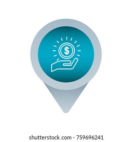 hand coin dollar social media mark pointer for web